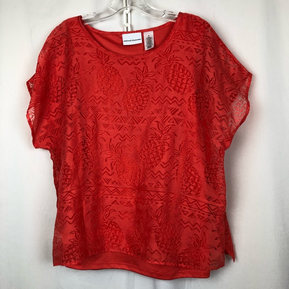Alfred Dunner Pineapple Burnout Blouse, Size 16